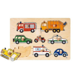 Zabawki drewniane Układanka dla dzieci, środki transportu goki - drewniane puzzle do układania, zabawka dla 2 latka