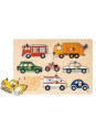 Zabawki drewniane Układanka dla dzieci, środki transportu goki - drewniane puzzle do układania, zabawka dla 2 latka