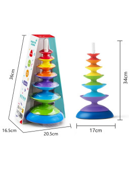 WOOPIE BABY Kolorowa Wieża Układanka Piramidka Edukacyjna 18m+