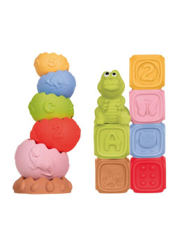 Zestaw Montessori  Klocki i piramida sensoryczna 13 el.