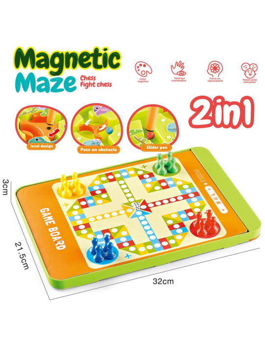 WOOPIE Magnetyczny Labirynt 2w1 Gra Chińczyk