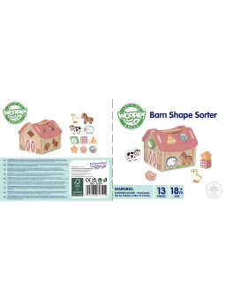 WOOPIE GREEN Drewniana Farma Sorter Kształtów i Kolorów 13 el.