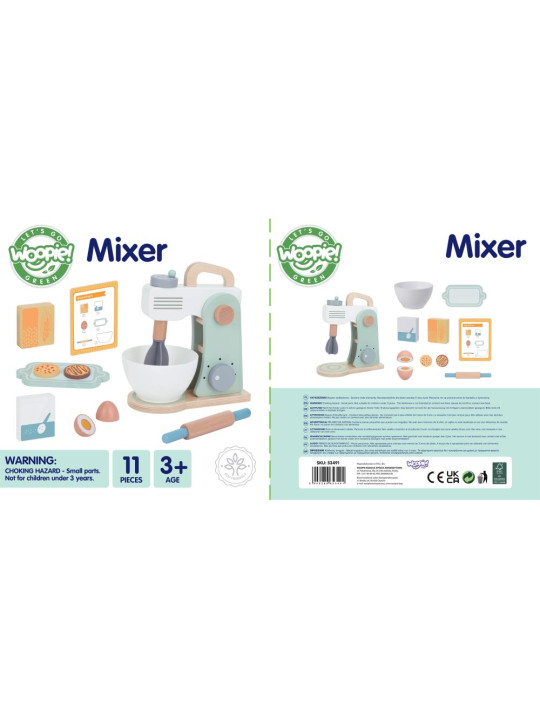 WOOPIE GREEN Drewniany Mikser Kuchenny Blender z Akcesoriami 11 el.