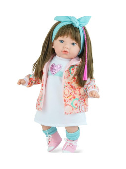 Lalka Alina Beauty Marina & Pau 796 - Dziewczynka, 45 cm, Brzuszek: Miękki, Kolor oczu: Niebieski, Kolor włosów: Brązowy