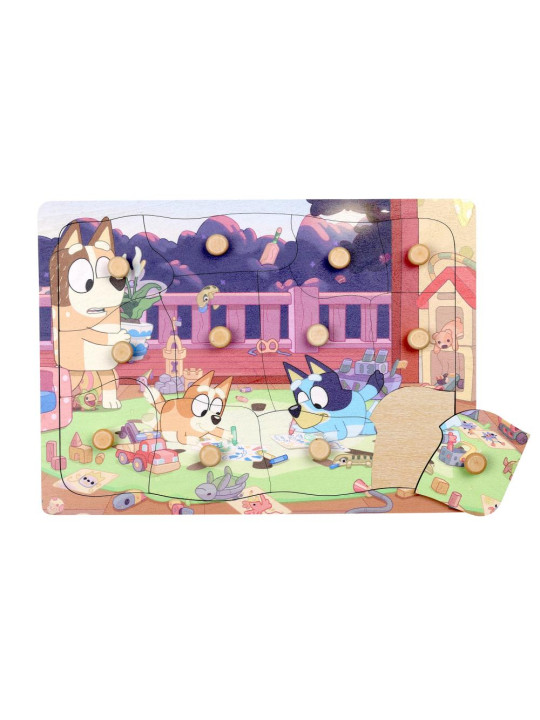 Drewniana układanka puzzle z uchwytami 12 elem. Bluey zabawka dla dzieci