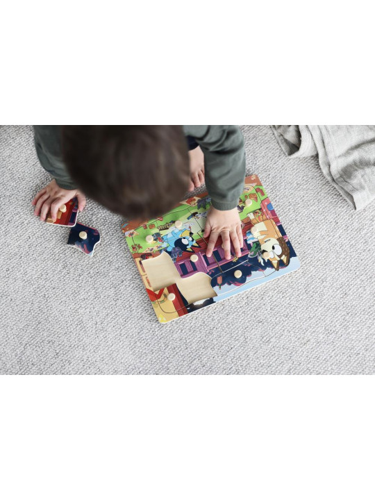 Drewniana układanka puzzle z uchwytami 12 elem. Bluey zabawka dla dzieci