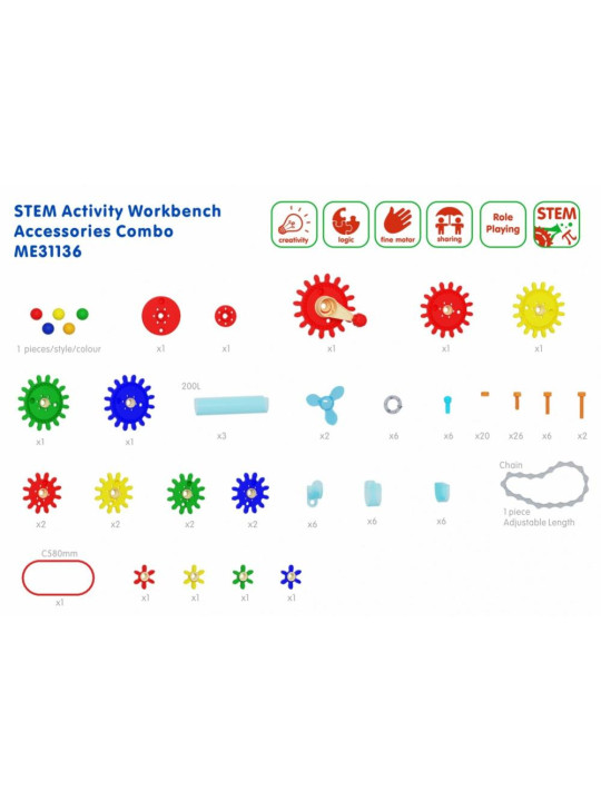 MASTERKIDZ Drewniany Warsztat Montessori STEM z Narzędziami + Akcesoria