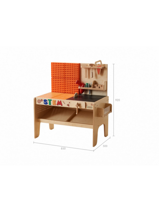 MASTERKIDZ Drewniany Warsztat XXL Montessori STEM z Narzędziami + Akcesoria