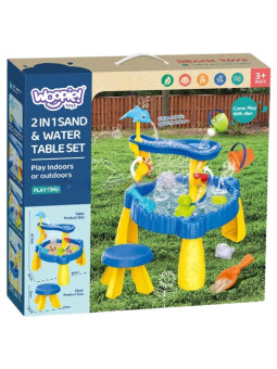 WOOPIE Stolik Wodny XL z Krzesełkiem 2w1 Piaskownica Delfinek 12el.