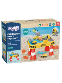 WOOPIE Stolik Wodny 2w1 Piaskownica Plac Budowy + 4 Autka 12el.