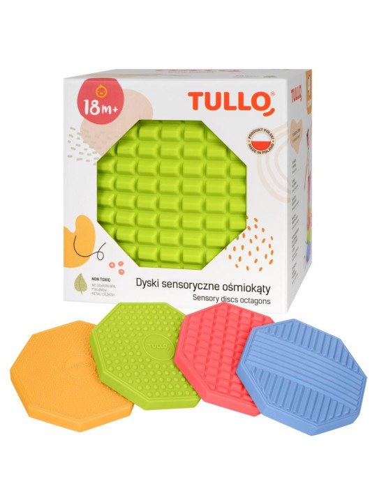 Ośmiokąty sensoryczne różne faktury 4szt.