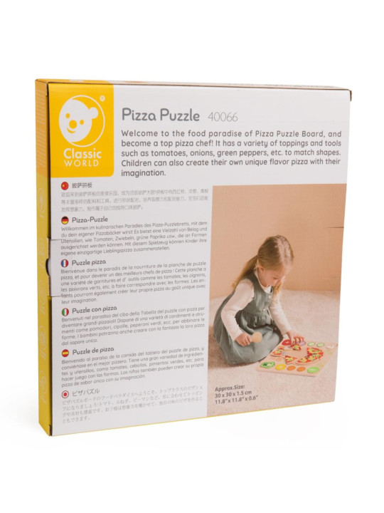 CLASSIC WORLD Drewniana Pizza do Krojenia Układanka Warzywa 22 el.