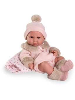 Lalka Luca z kocykiem Antonio Juan 50422 - Dziewczynka, 42 cm, Brzuszek: Winylowy, Kolor oczu: Niebieski