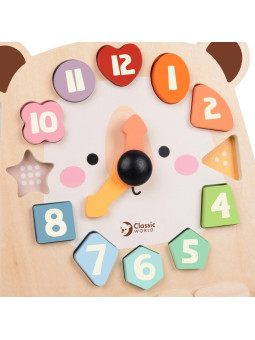 CLASSIC WORLD Zegar Miś Montessori Edukacyjny 3w1 Nauka Czasu Liczenia i Daty