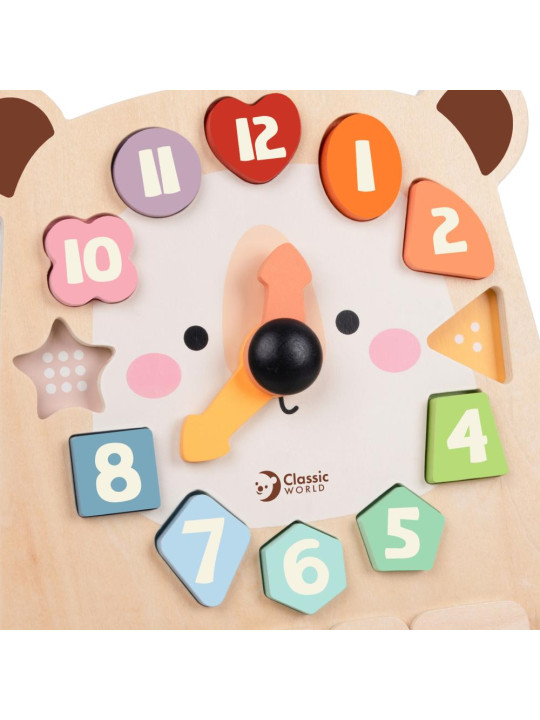 CLASSIC WORLD Zegar Miś Montessori Edukacyjny 3w1 Nauka Czasu Liczenia i Daty