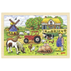 Zabawki drewniane  Puzzle do zabawy dla dzieci, farma goki - drewniane puzzle do układania, zabawka dla 3 latka