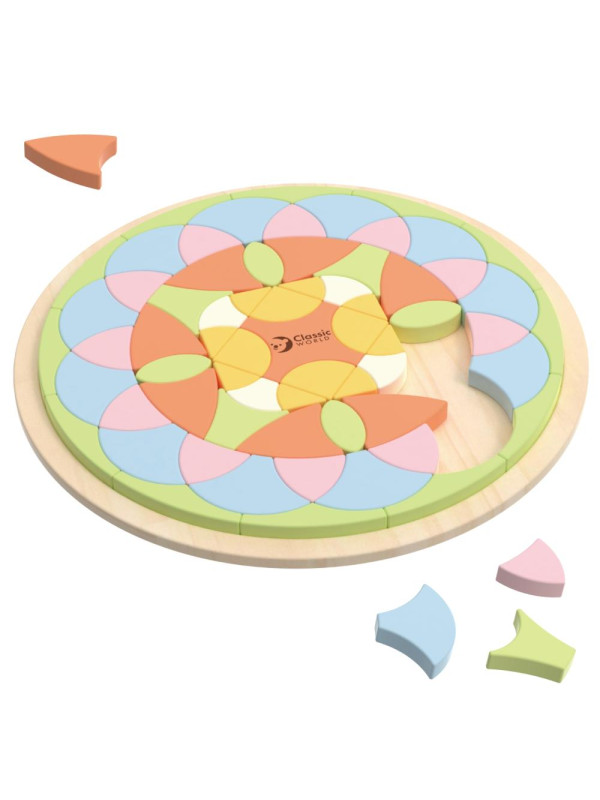 CLASSIC WORLD Pastelowa Mandala Układanka Montessori Mozaika Kwiaty