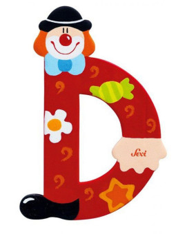 Drewniana literka. Klaun "D", Sevi