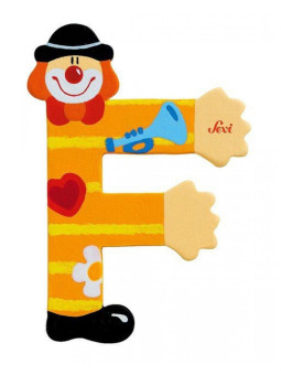 Drewniana literka. Klaun "F", Sevi