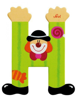 Drewniana literka. Klaun "H", Sevi