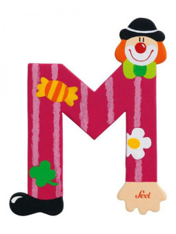 Drewniana literka. Klaun "M", Sevi