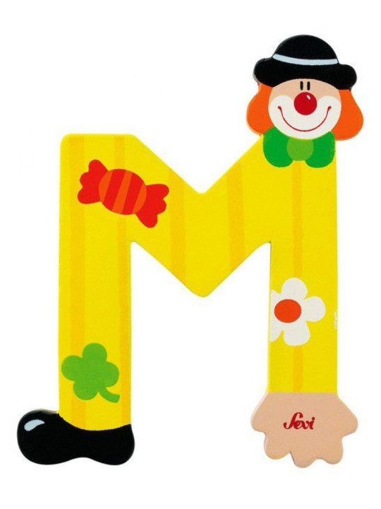 Drewniana literka. Klaun "M", Sevi