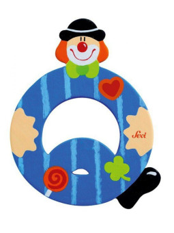 Drewniana literka. Klaun "Q", Sevi