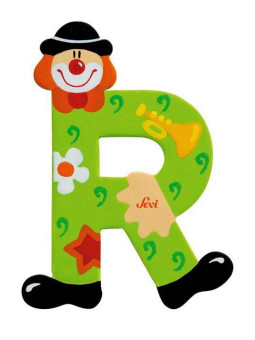 Drewniana literka. Klaun "R", Sevi