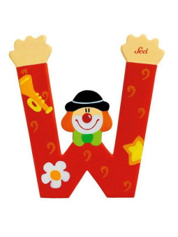 Drewniana literka. Klaun "W", Sevi