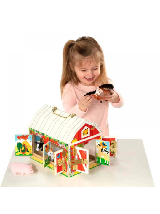 Drewniana stodoła z zamkami Melissa & Doug