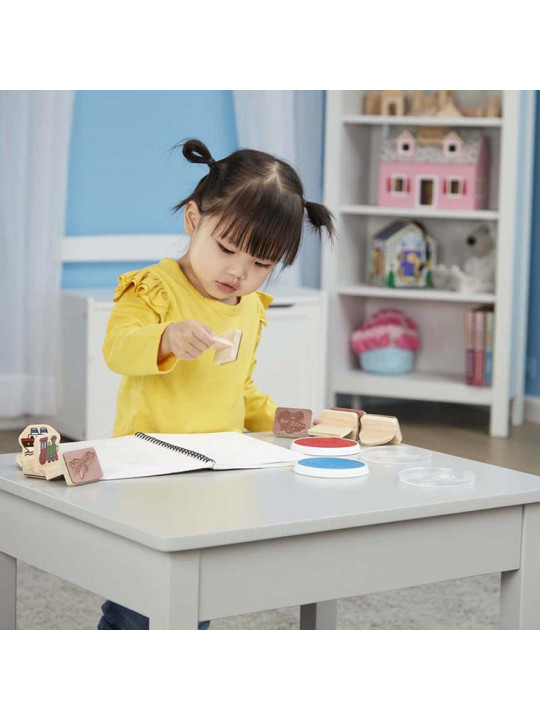 Mój pierwszy drewniany zestaw pieczątek Pojazdy 8 stempli Melissa and Doug