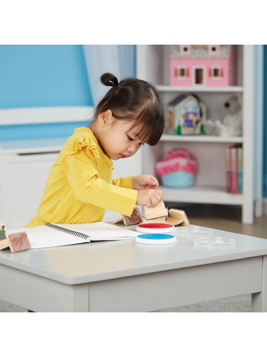 Mój pierwszy drewniany zestaw pieczątek Pojazdy 8 stempli Melissa and Doug