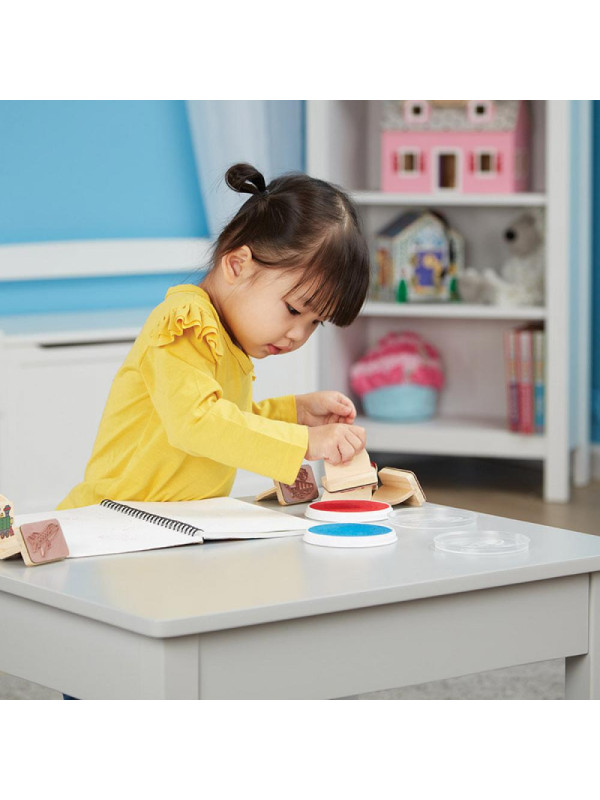 Mój pierwszy drewniany zestaw pieczątek Pojazdy 8 stempli Melissa and Doug
