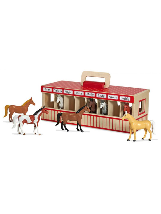 Drewniana Stajnia dla dzieci z Figurkami Koni Melissa and Doug