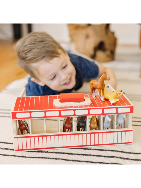 Drewniana Stajnia dla dzieci z Figurkami Koni Melissa and Doug