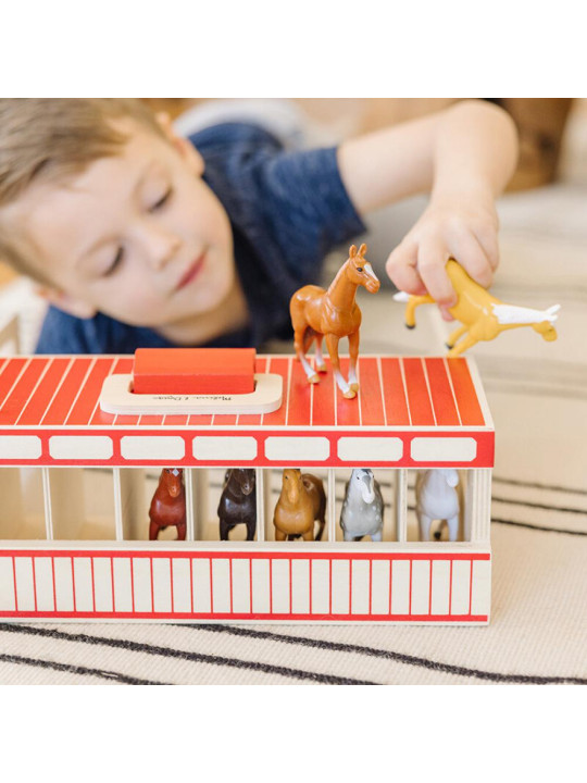 Drewniana Stajnia dla dzieci z Figurkami Koni Melissa and Doug