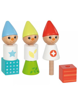 Drewniane Krasnale na śrubach Goki