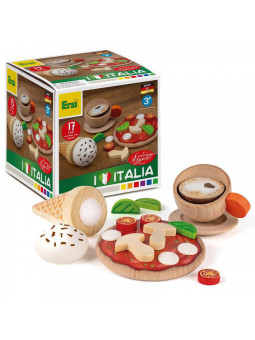 Drewniany zestaw do zabawy w kuchnię Włochy 17 elementów Erzi