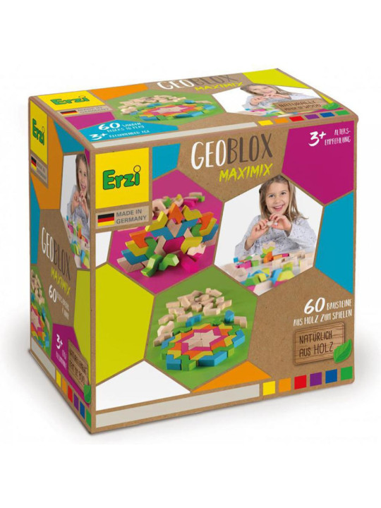 Drewniane klocki GeoBlox MaxiMix 60 el. Erzi