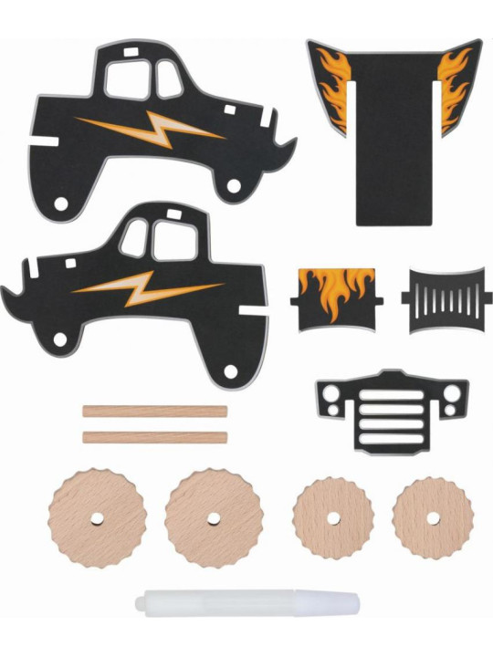 Zrób to sam drewniany model pojazdu do składania Monster Truck Goki