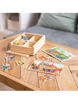 Puzzle drewniane dla dzieci 4w1 Pojazdy budowlane  Melissa & Doug