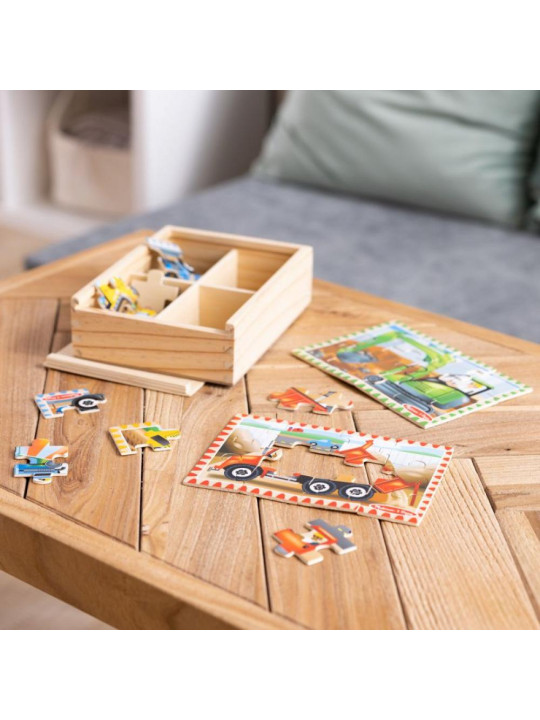 Puzzle drewniane dla dzieci 4w1 Pojazdy budowlane  Melissa & Doug
