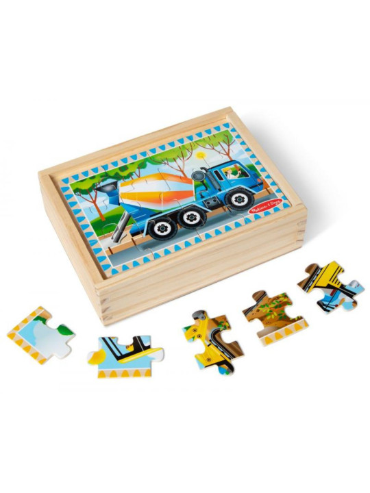 Puzzle drewniane dla dzieci 4w1 Pojazdy budowlane  Melissa & Doug