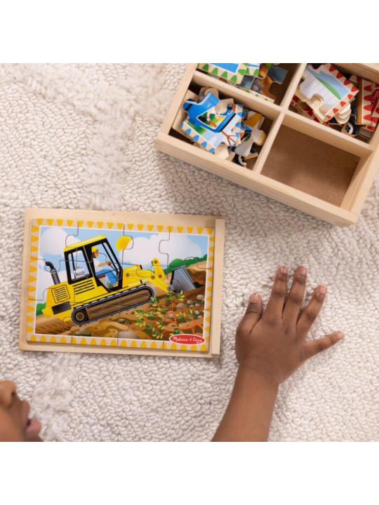 Puzzle drewniane dla dzieci 4w1 Pojazdy budowlane  Melissa & Doug