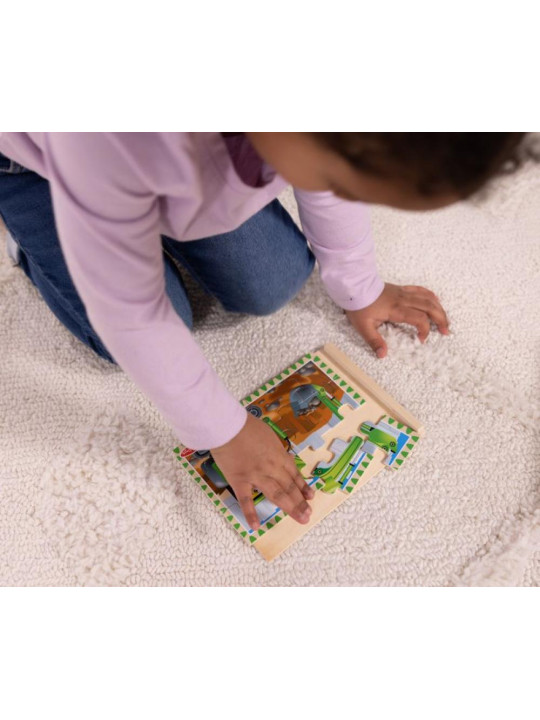 Puzzle drewniane dla dzieci 4w1 Pojazdy budowlane  Melissa & Doug