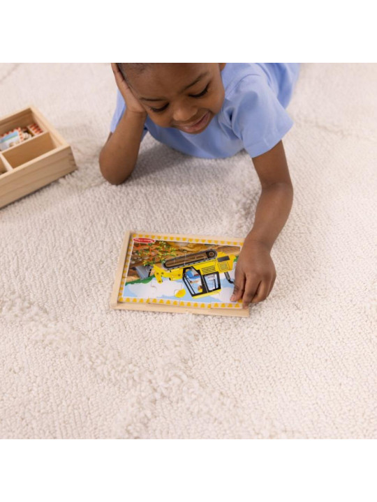 Puzzle drewniane dla dzieci 4w1 Pojazdy budowlane  Melissa & Doug