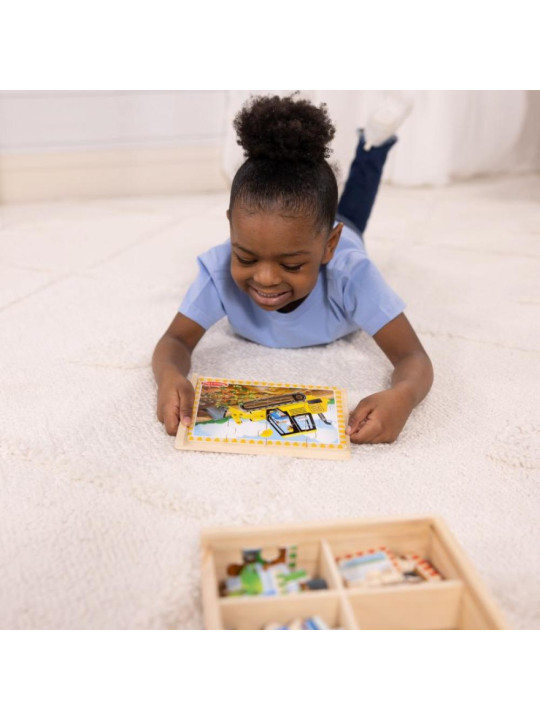 Puzzle drewniane dla dzieci 4w1 Pojazdy budowlane  Melissa & Doug
