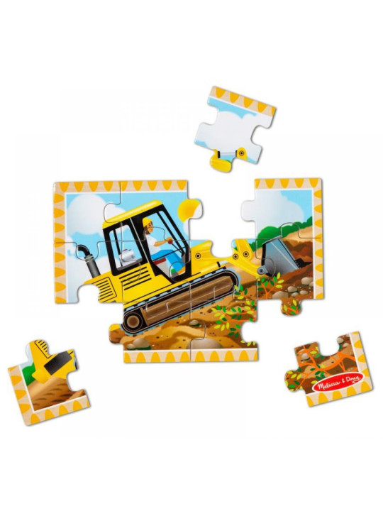 Puzzle drewniane dla dzieci 4w1 Pojazdy budowlane  Melissa & Doug