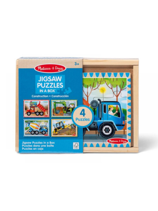 Puzzle drewniane dla dzieci 4w1 Pojazdy budowlane  Melissa & Doug