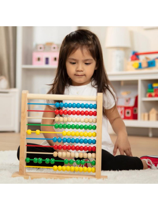 Drewniane liczydło Abacus 100 wielokolorowych koralików Melissa & Doug